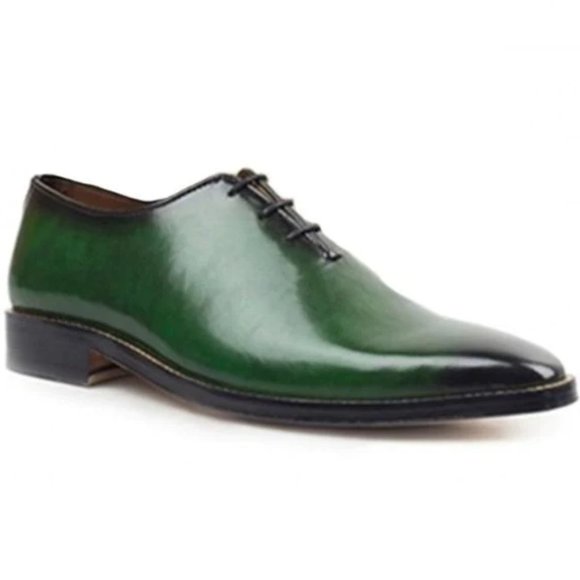 Yash Leather Handmade Oxford Green Patina Shoes